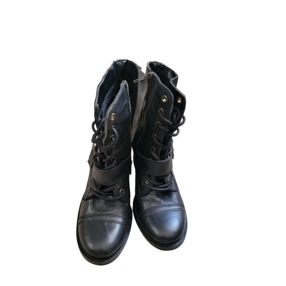 Steve Madden Devlin Taupe Leather Combat Boots Size 7 - Picture 2 of 6